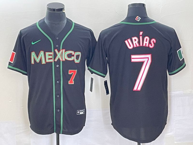 Men 2023 World Cub Mexico 7 Urias Black white Nike MLB Jersey40